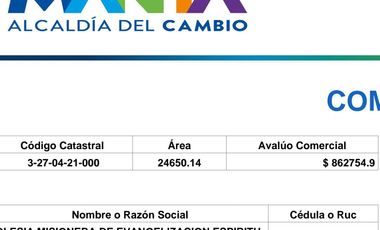 VENTE DE MEGA TERRENO EN MANTA DE OPORTUNIDAD