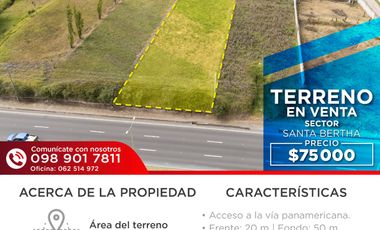 TERRENO EN VENTA SECTOR SANTA BERTHA-ANDRADE MARIN