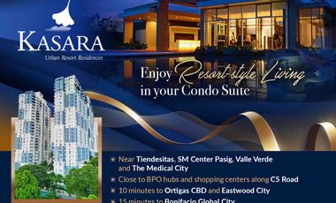 2 Bedroom w/ Balcony For Sale in Kasara Urban Resort Pasig near Ortigas, SM Megamall, BGC, Makati, NAIA