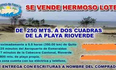 LOTE DE TERRENO EN VENDA EN ESMERALDAS