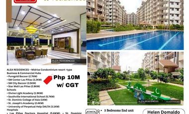 ALEA RESIDENCES by DMCI Homes 3 Bedrooms End unit 95sqm with parking forsale nearby Airport Pasay, Solaire, City of Dreams