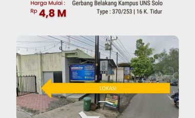 Kost Di Belakang UNS Pinggir Jalan Raya