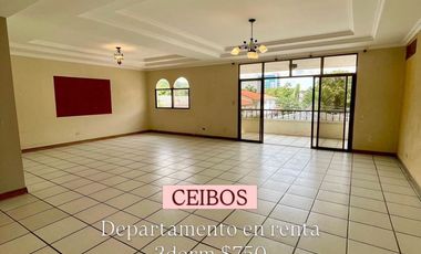 Se alquila amplio departamento, 3er piso, Ceibos.
