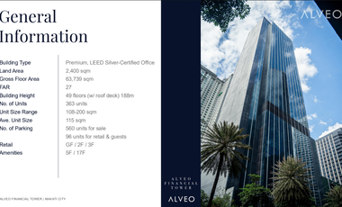 HALF FLOOR - ALVEO FINANCIAL TOWER - READY MOVE IN