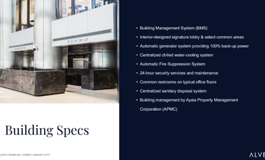 HALF FLOOR - ALVEO FINANCIAL TOWER - READY MOVE IN