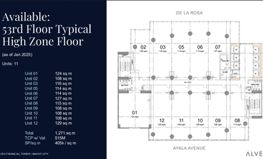 HALF FLOOR - ALVEO FINANCIAL TOWER - READY MOVE IN