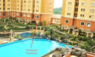 Disewakan Tahunan/Bulanan Townhouse Mediterania Garden Residences 1-Lantai Ground langsung taman + Pool 2 ha