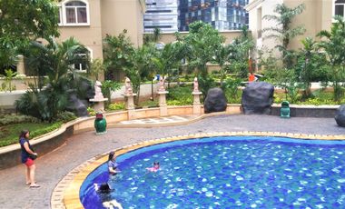 Disewakan Tahunan/Bulanan Townhouse Mediterania Garden Residences 1-Lantai Ground langsung taman + Pool 2 ha