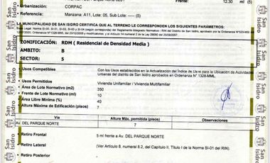 Venta de Terreno 378 m2 en Corpac San Isidro