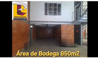 ARRIENDO EXCELENTE BODEGA DE 1.000 m2 EN EL PARQUE LOGISTICO NACIONAL DEL TOLIMA