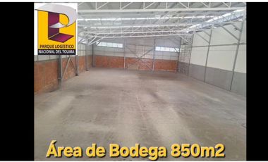ARRIENDO EXCELENTE BODEGA DE 1.000 m2 EN EL PARQUE LOGISTICO NACIONAL DEL TOLIMA