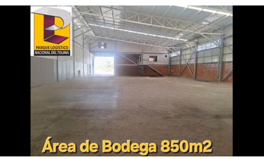 ARRIENDO EXCELENTE BODEGA DE 1.000 m2 EN EL PARQUE LOGISTICO NACIONAL DEL TOLIMA