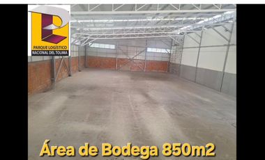 ARRIENDO EXCELENTE BODEGA DE 1.000 m2 EN EL PARQUE LOGISTICO NACIONAL DEL TOLIMA
