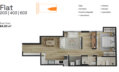 SE VENDE HERMOSO DEPARTAMENTO 64M2 EN CHACARILLA, 1 DORM.+ ESTUDIO- ALT. PARQUE CESAR VALLEJO