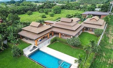 For Rent / Sale Luxury private pool villa along the Ping river and mountain view. Located in making Kaew Subdistrict, Mae Rim District, Chiang Mai.