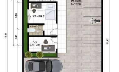 Kost Baru UGM, Desain menawan, 20 & 22  kamar, KM dalam, parkir 3 mobil 20 motor