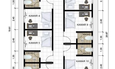 Kost Baru UGM, Desain menawan, 20 & 22  kamar, KM dalam, parkir 3 mobil 20 motor