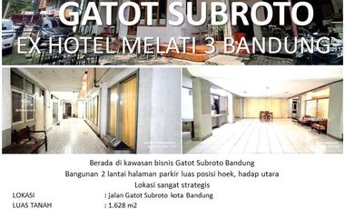dijual hotel melati 40 kamar jl gatot subroto hitung tanah bonus bangunan kotak, hoek, lokasi stategis