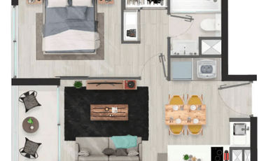 Departamento 1D1B | 37  m² | 2762 UF ✅ Crédito aprobado hasta el 80% – ¡No pagas pie!