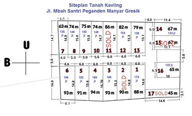 Promo Tanah kavling Peganden Manyar Gresik Jl. Mbah Santri dkt Jl Raya