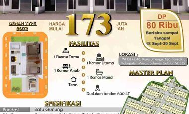 DIJUAL PERUMAHAN MURAH SUBSIDI DEKAT GUDANG RUMPUT LAUT KARIANGO MAROS