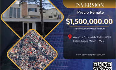 SK22 EXCELENTE PROPIEDAD EN CD LOPEZ MATEOS, C AVESTRUZ, ARBOLEDAS(REMATE BANCARIO) NO CREDITOS