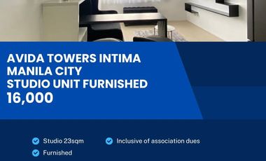 Avida Towers Intima For Rent Studio Furnished Condo in Manila