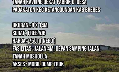 Tanah Kavling Dekat PT Jia Wei Di Desa Padakaton Ketanggungan Brebes