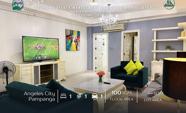 FOR RENT – 100 SQM Fully Furnished 1-Bedroom Condo with Utilities near Walking Street & Wild Orchid Resort, Angeles City, Pampanga