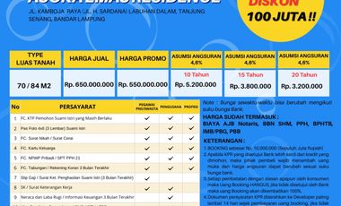 DI JUAL RUMAH DI DEKAT INDO GROSIR RAJABASA BANDAR LAMPUNG 500 JT AN