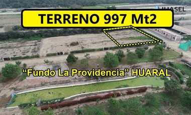 VENTA DE TERRENO EN HUARAL DE 997 M2