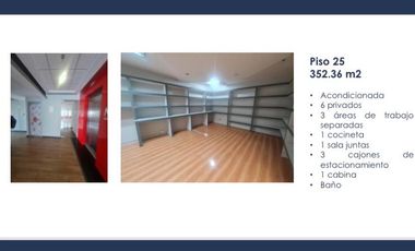 SE RENTA OFICINA PISO 25 TORRE JV I ANGELOPOLIS 352 M2