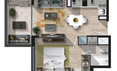 ✅ Departamento  1D+1B Solo con un 5%| 39,99 m² total valor 3.486 uf | Solo 5% de pie al 80% | Vista Park