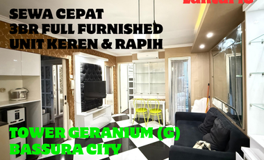 SEWA 3BR FULL FURNISHED TOWER G UNIT KEREN & BAGUS APARTEMEN BASSURA CITY