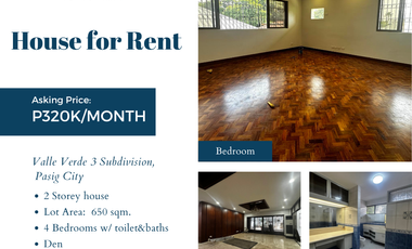 House for Rent Valle Verde 3 Subdivision, Pasig City P320K/month