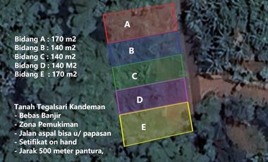 Tanah siap bangun, murah di Tegalsari Kandeman, luas 170 atau 140 m2, hanya 700 ribu/meter, dekat Pantura, Pintu Toll dan Alun2 Batang