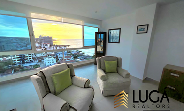 Departamento amoblado con vista al mar en renta Sector Playa Murciélago, Manta, Ecuador