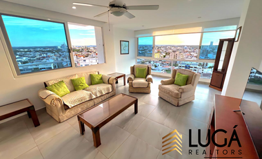 Departamento amoblado con vista al mar en renta Sector Playa Murciélago, Manta, Ecuador