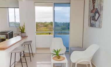 Vendo Apto amoblado En Mar Caribe, Quinto piso, Con ascensor