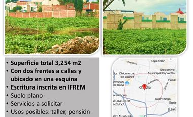 Venta de Terreno en San Francisco Chiautla,Edo.Méx. $2,800/m2