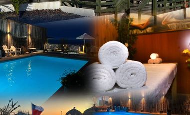 Arriendo Comodas Cabañas a 1 cuadra y media de la playa Con Piscina