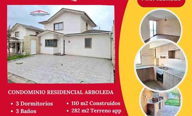 Se vende Linda y Amplia casa Aislada de dos pisos, Condominio Arboleda, comuna de Quilllota.
