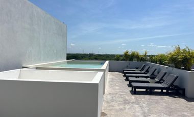 Departamento en venta de dos niveles en Temozon Norte Mérida