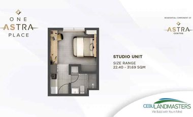 Studio Unit For Sale with Ocean View at One Astra Place Mandaue City