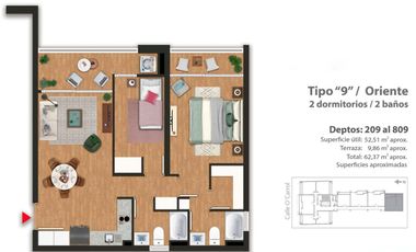 Departamento Nuevo De 62 M2, 2d Y 2b, Centro De Rancagua