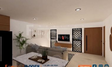 Casa en venta estilo villa de 2 recámaras en zona Conkal