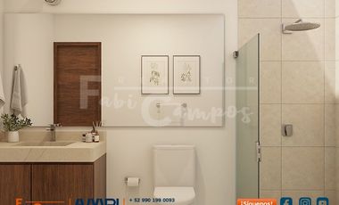 Casa en venta estilo villa de 2 recámaras en zona Conkal