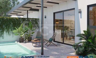 Casa en venta estilo villa de 2 recámaras en zona Conkal