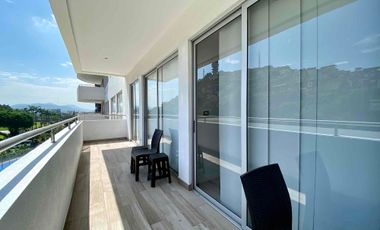 Departamento amoblado en alquiler, Santana Lofts, Puerto Santa Ana. Vista panorámica al cerro.