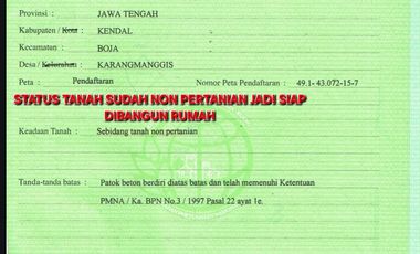 TANAH BOJA MURAH BUTUH UANG